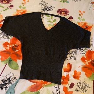 White House Black Market Gray Short Sleeve Sweater